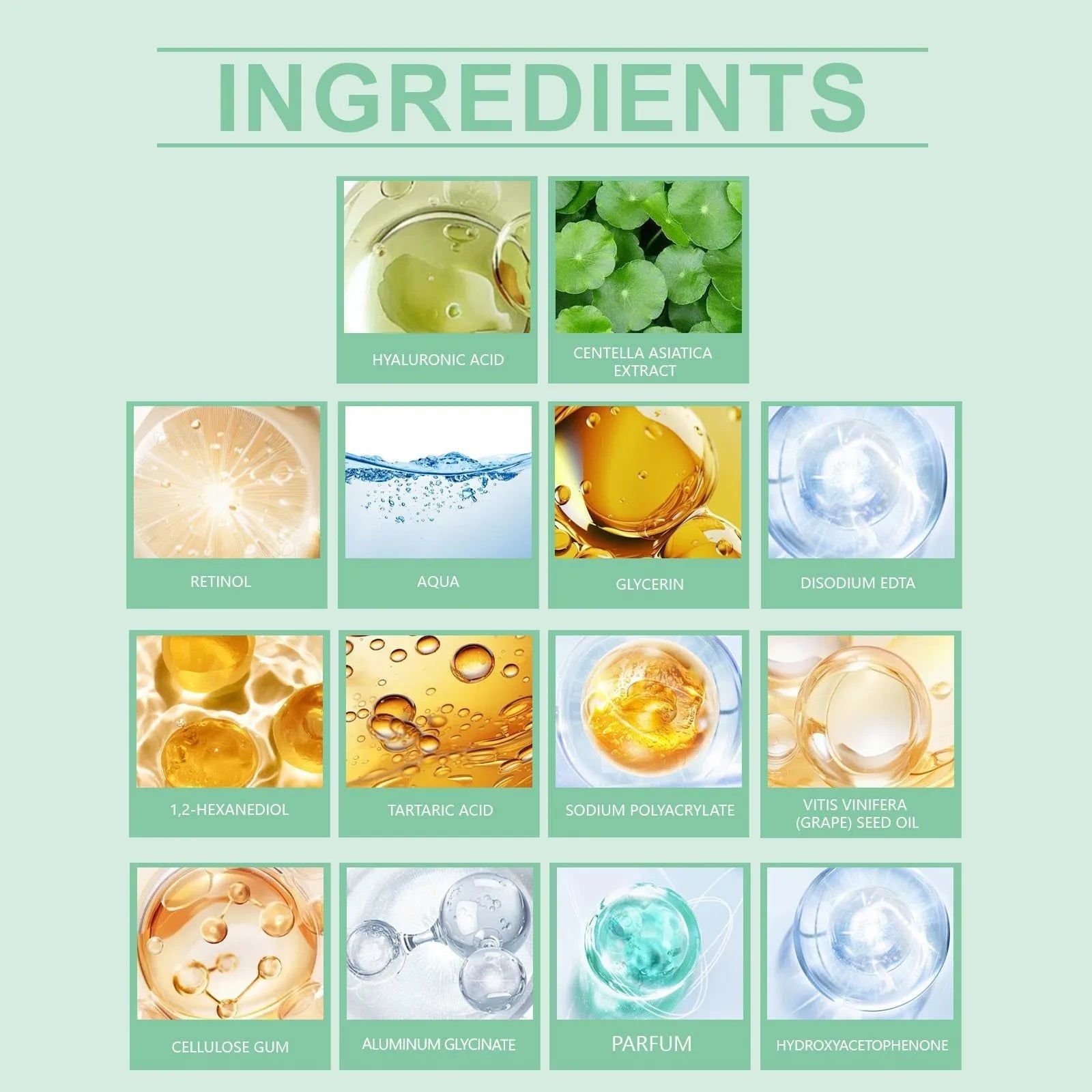Retinol hydrating sheet face mask with hyaluronic acid and Centella asiatica in foil packet