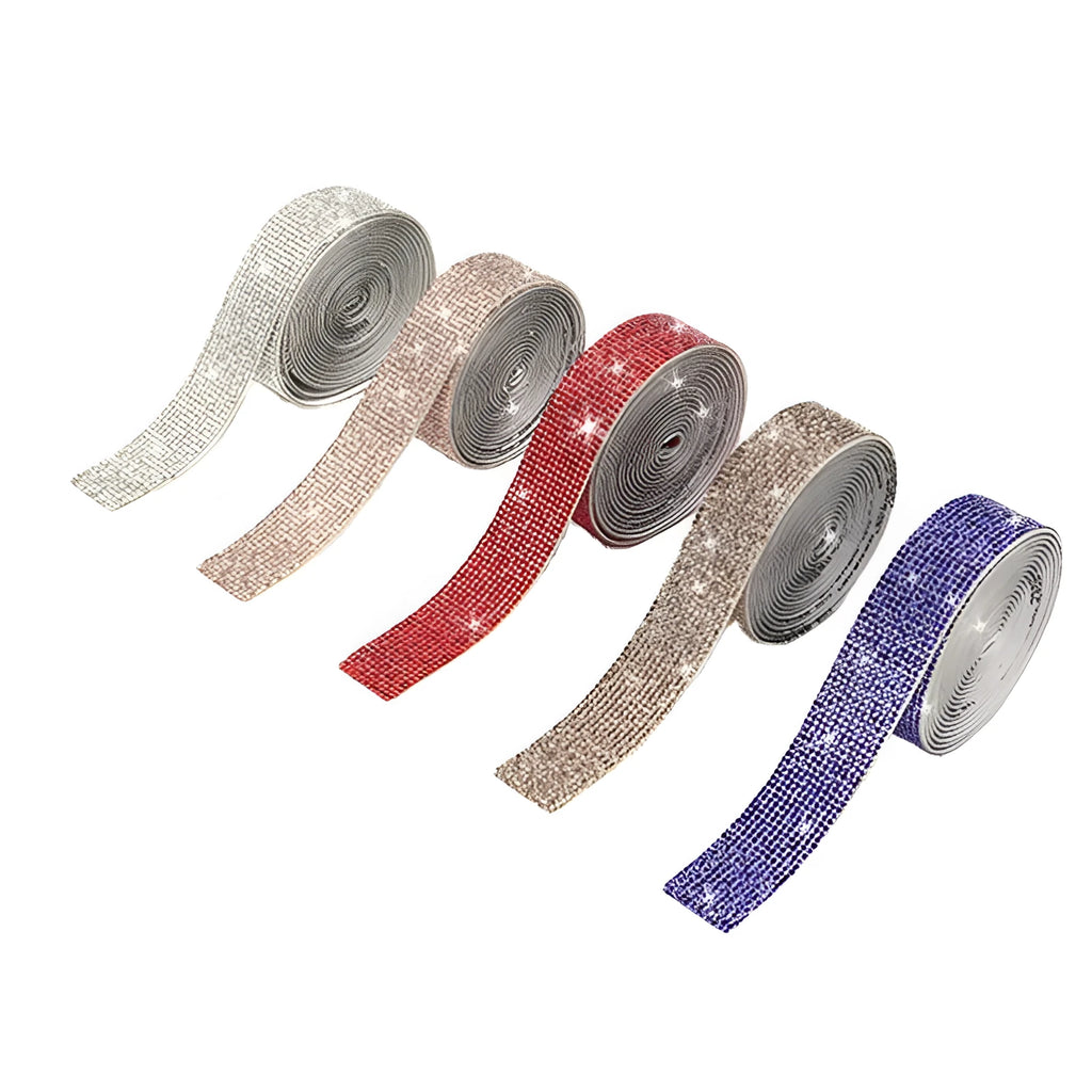 Self-adhesive water drill strip for clothing and shoe decoration in white and AB colour options