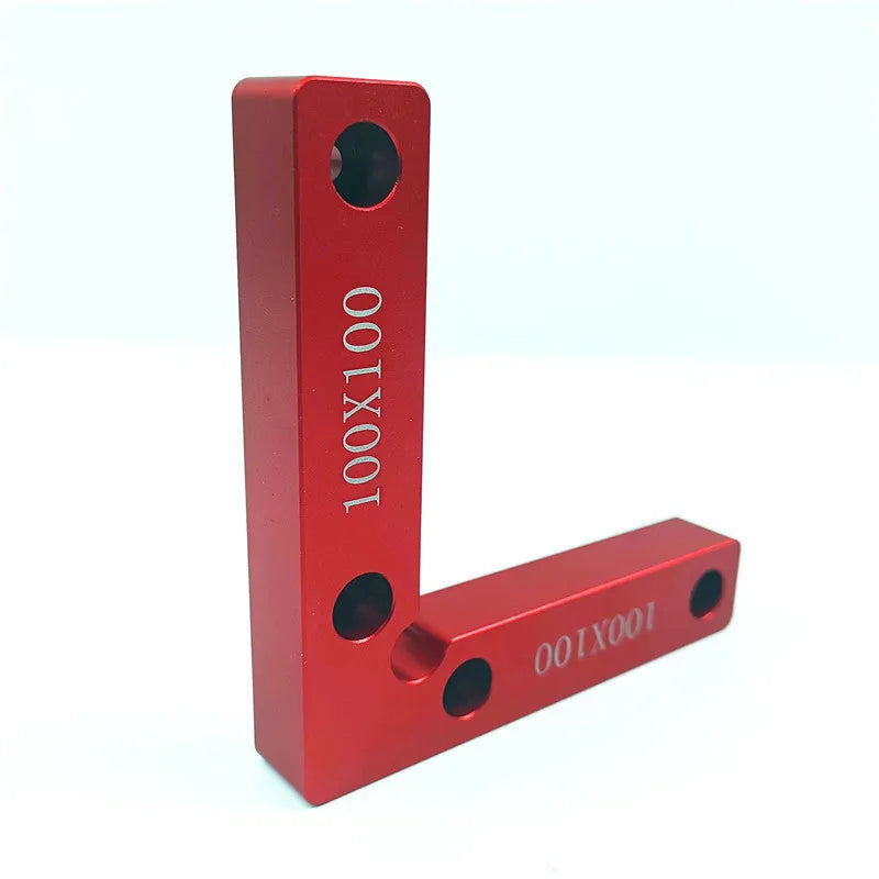Aluminium woodworking right angle positioning block with measurement scale for 90 degree cuts