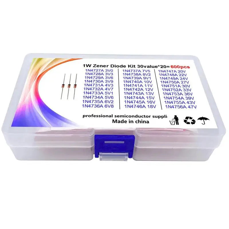 Boxed 1W Zener diode with crystal glass construction and 50V breakdown voltage