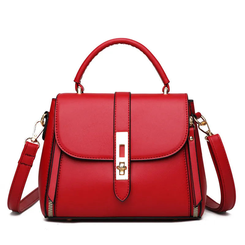 Women's soft PU leather messenger bag in square vertical design with shoulder strap