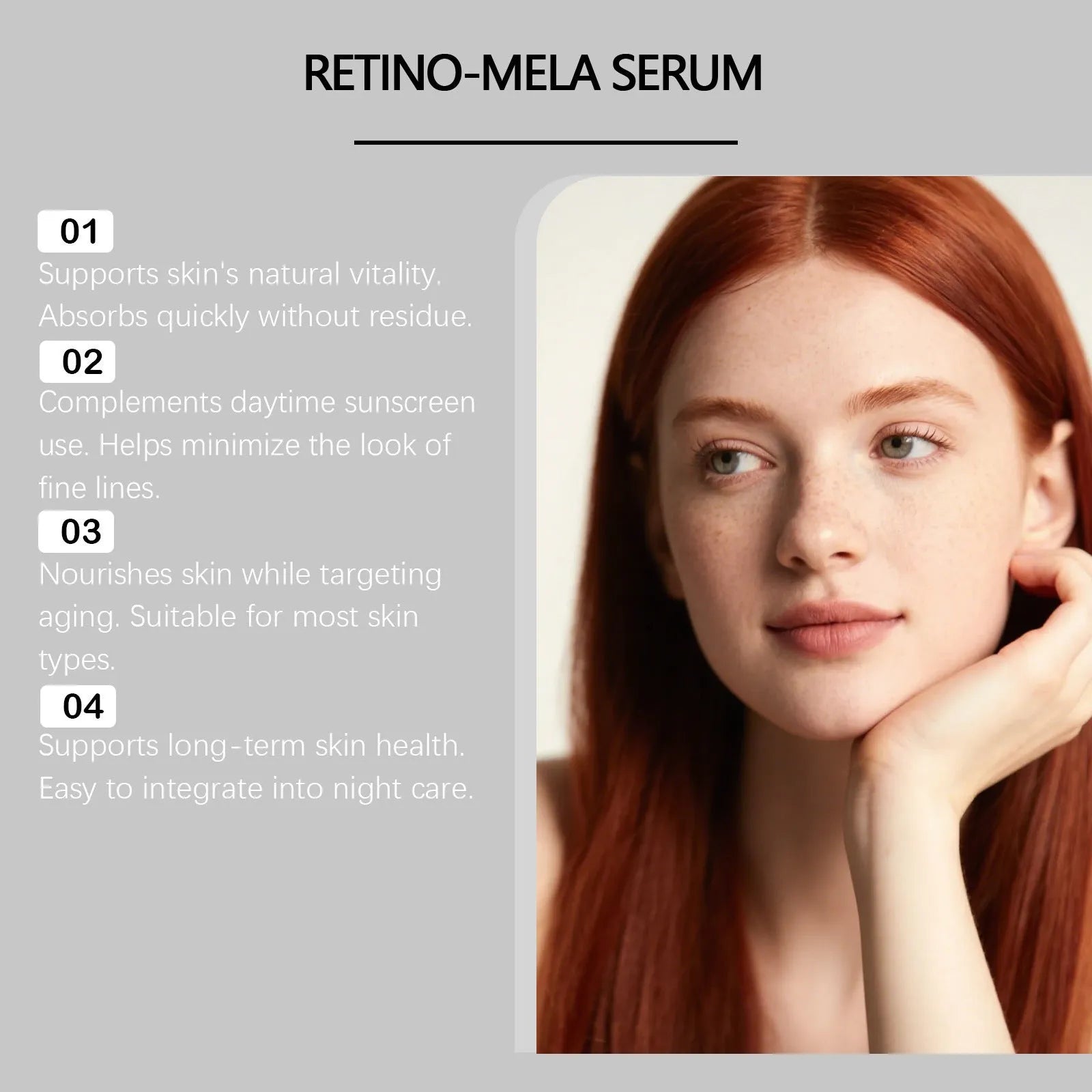 Anti-aging moisturizing liquid with retinol and nicotinamide in a 30ml bottle