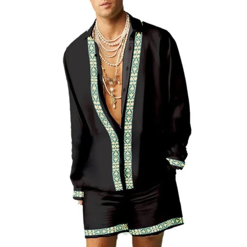Men's slim fit summer shirt and shorts set in polyester available in multiple colours and sizes