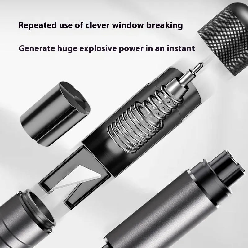 Gun grey aluminium alloy car safety hammer with bearing steel impact head on test glass