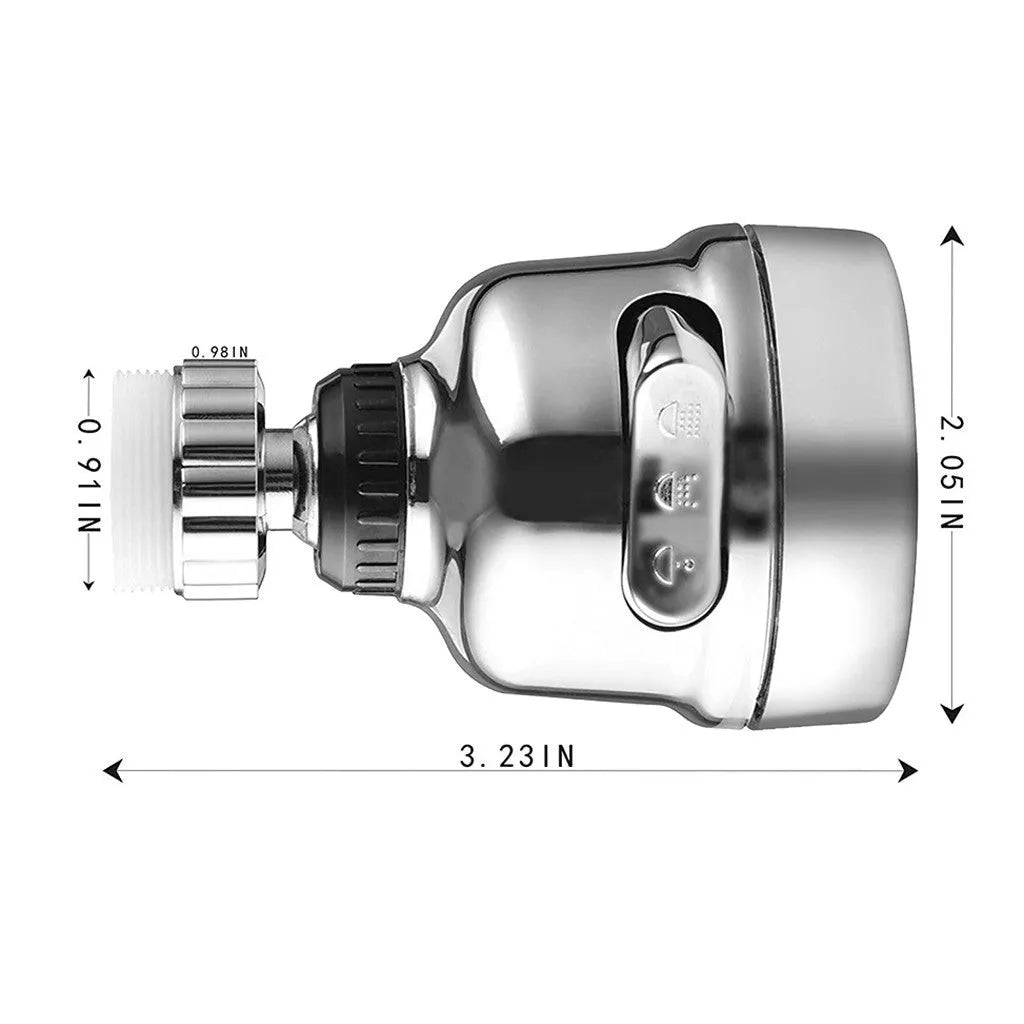 Faucet booster shower 3-mode spray ABS tap attachment white and grey 360-degree rotating for round kitchen taps