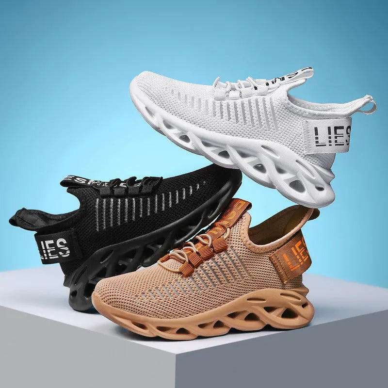 Children's street style sneakers with Velcro straps in black, khaki, or white colours