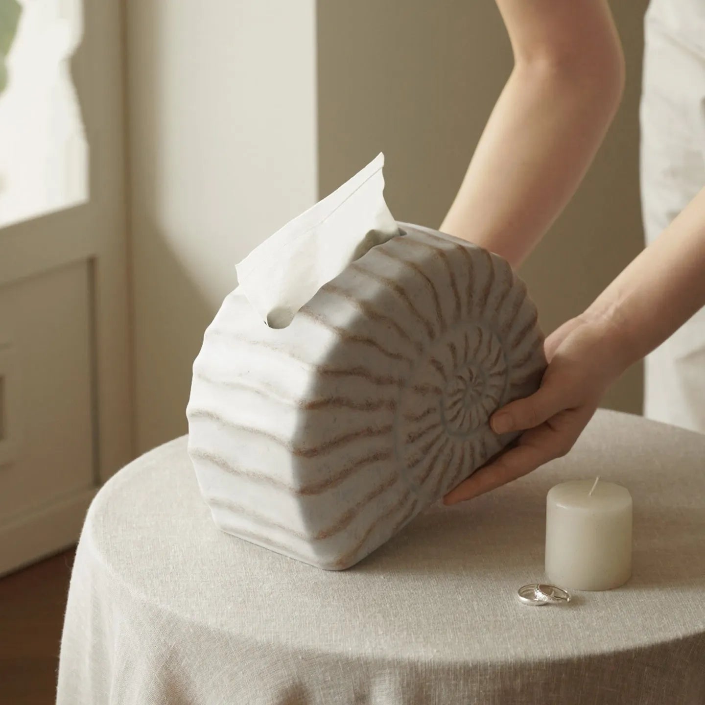 Conch ramble coloured resin tissue box decoration with modern simplicity design