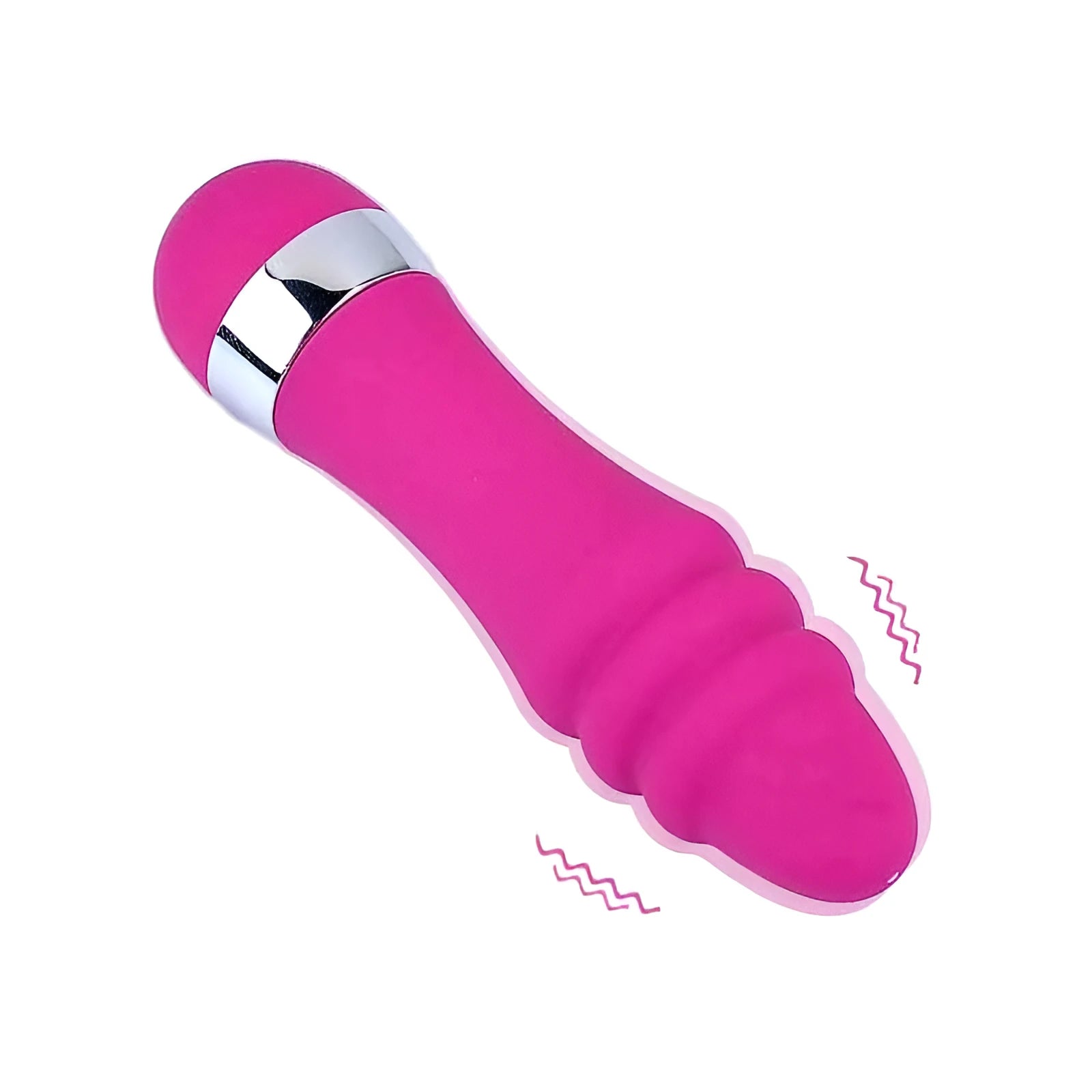 Realistic mini dildo vibrator in integrated plastic with 6 size options A through F for vaginal or anal use