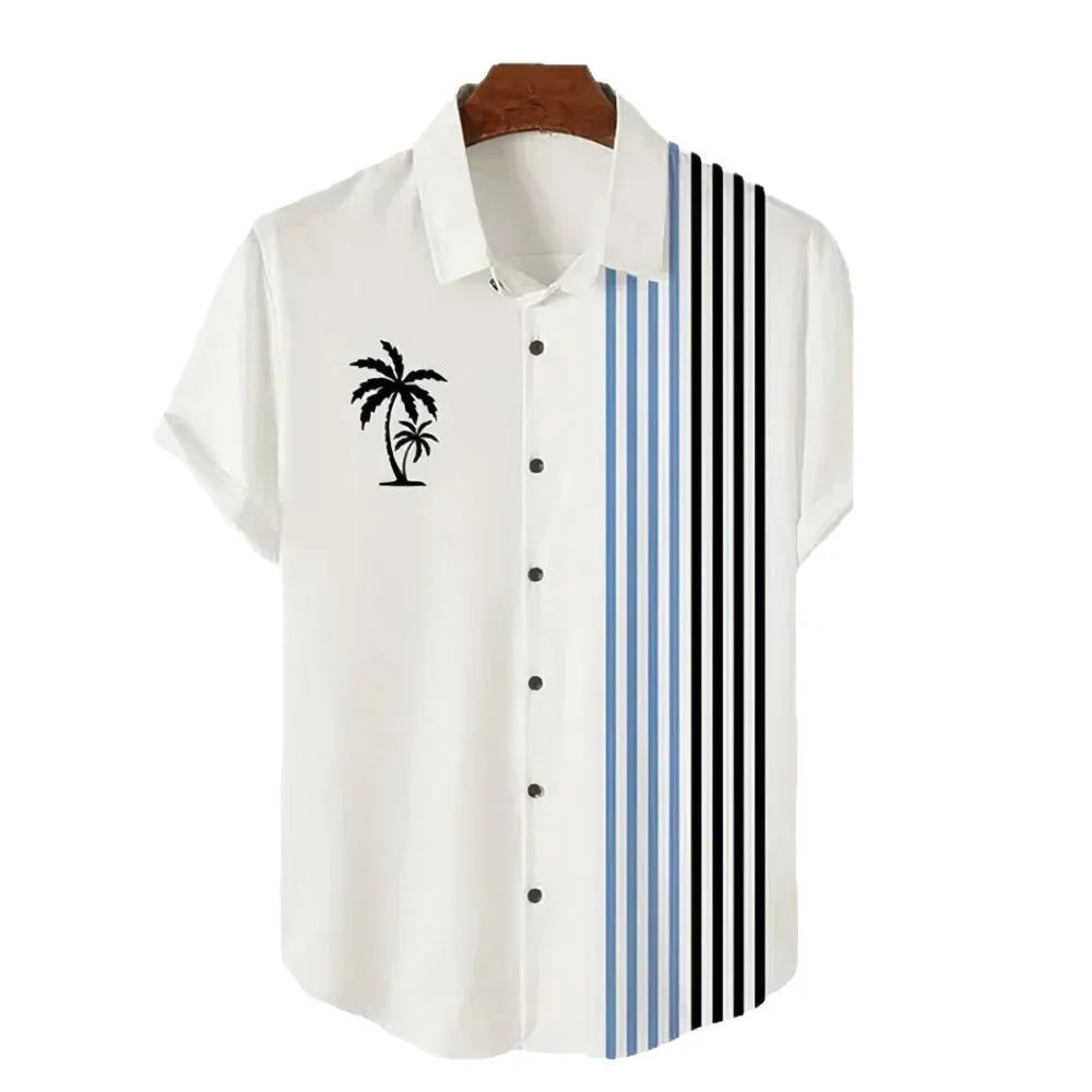 Men's Hawaiian 3D printed short-sleeved shirt in cardigan style, regular fit, polyester blend, multiple colours