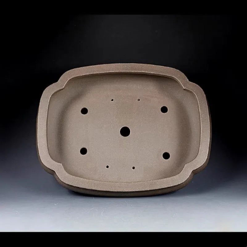 Handmade antique Pukou papaya-shaped purple clay flower pot measuring 46x35.5x11cm
