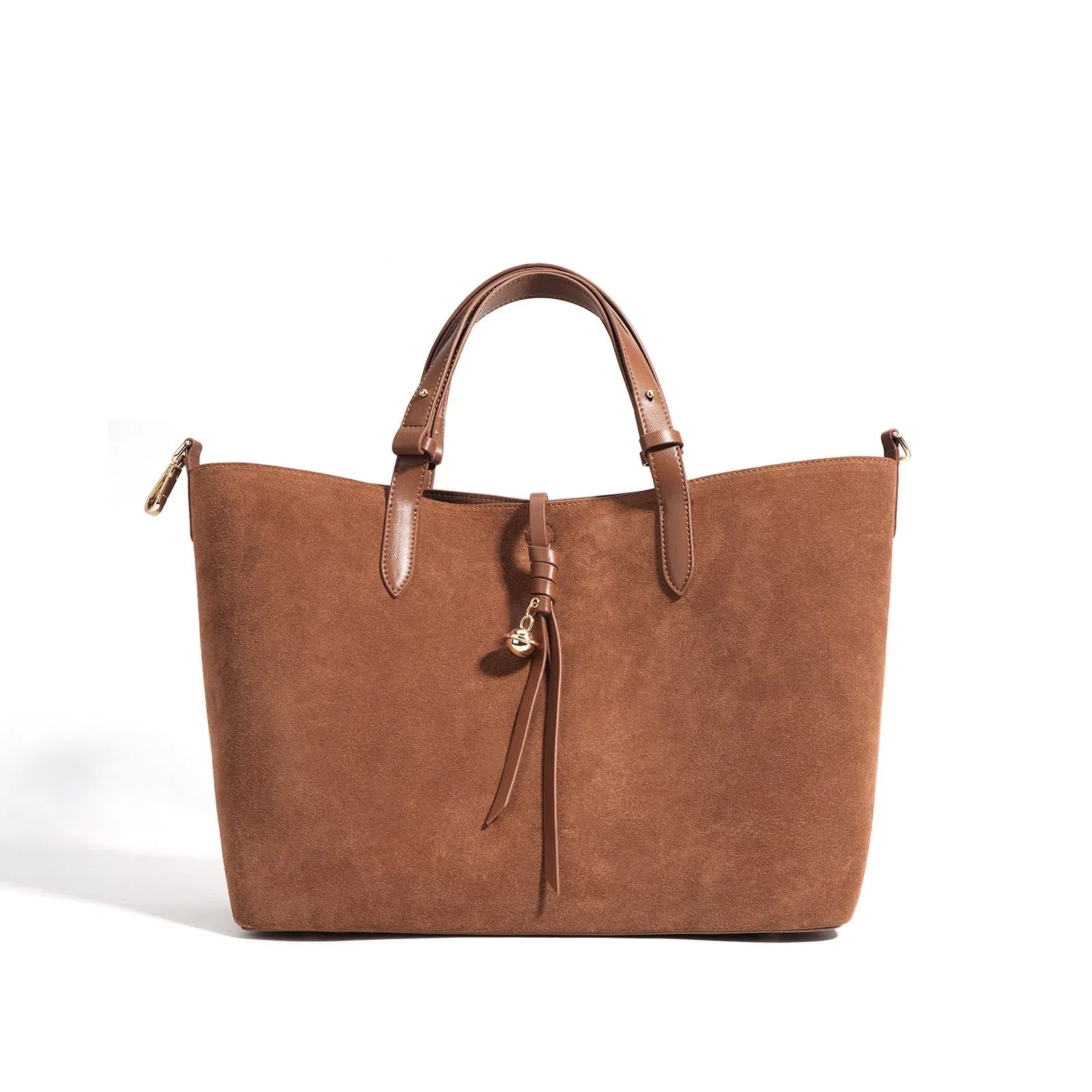 Retro bucket tote bag in Maillard colours with cotton lining and document pocket
