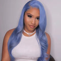 Body wave human hair lace front wig on a mannequin head showing the lace frontal and curls.