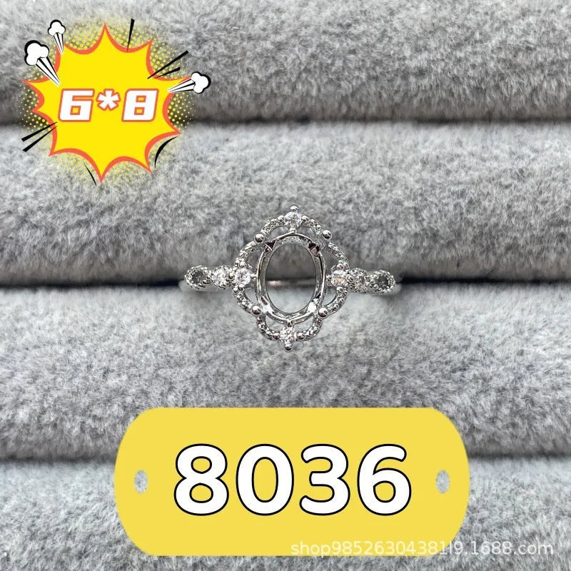 Korean style oval denier ring ornament with electroplated copper and 6*8mm stone