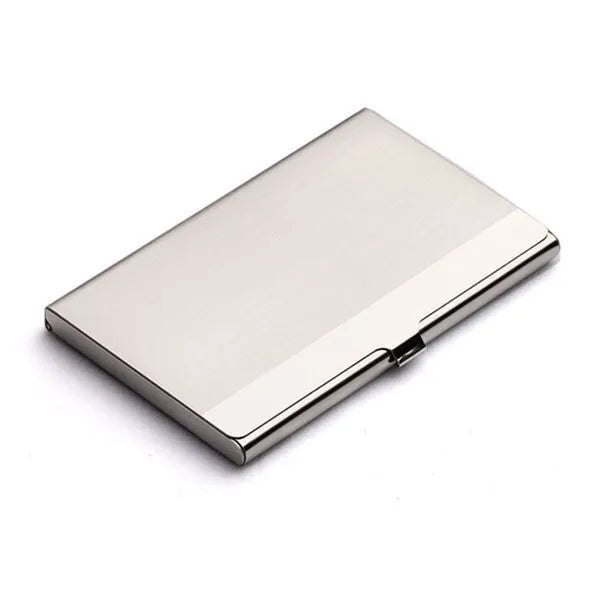 304 stainless steel laser-sculpted business card case with geometry pattern.