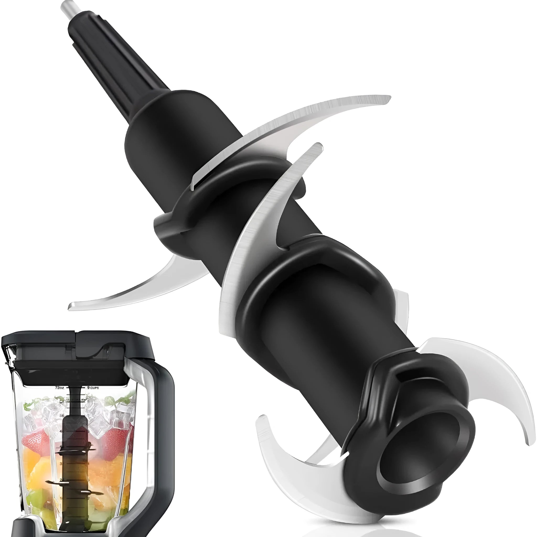 Stainless steel six-stack juicer blade seat replacement accessory measuring 10 by 21 centimetres.
