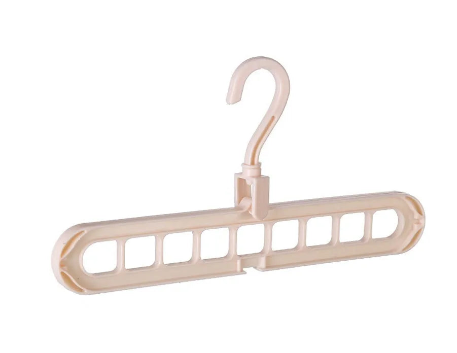 Plastic clothes hanger with 360 degree rotating hook, 33 cm long, available in pink, green, beige, grey, white, and grey
