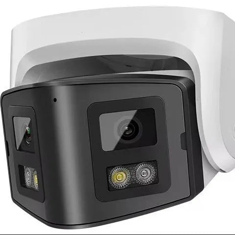 4MP dual-lens panoramic belt security camera with IP66 waterproof rating for indoor outdoor surveillance