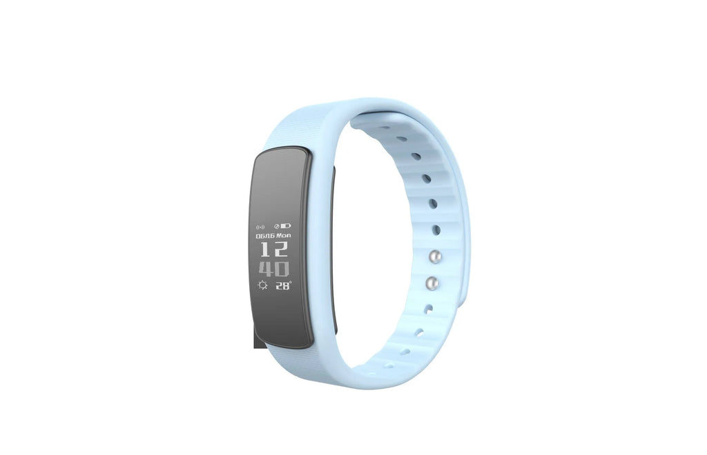 I6 smart sports bracelet with 0.96-inch screen shown in black colour on wrist