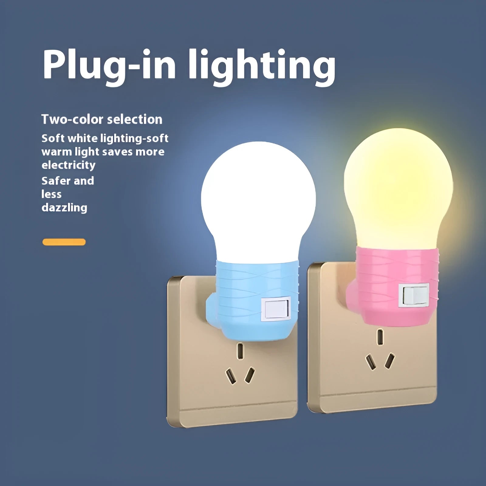 White plastic plug-in bedside baby night feeding lamp with modern round design