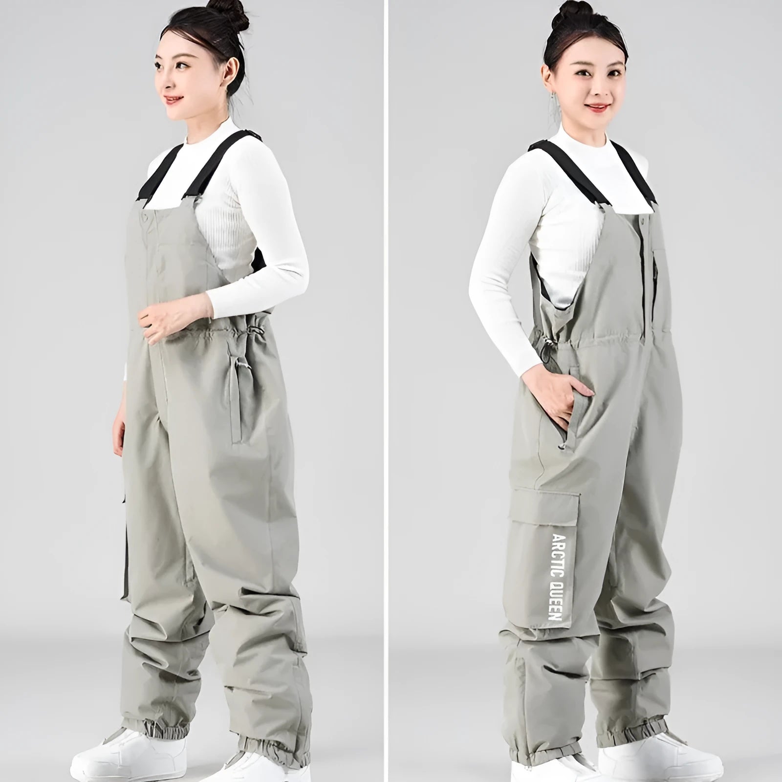 Outdoor ski suit for men and women in light gray, breathable waterproof polyester, sizes S-XXL