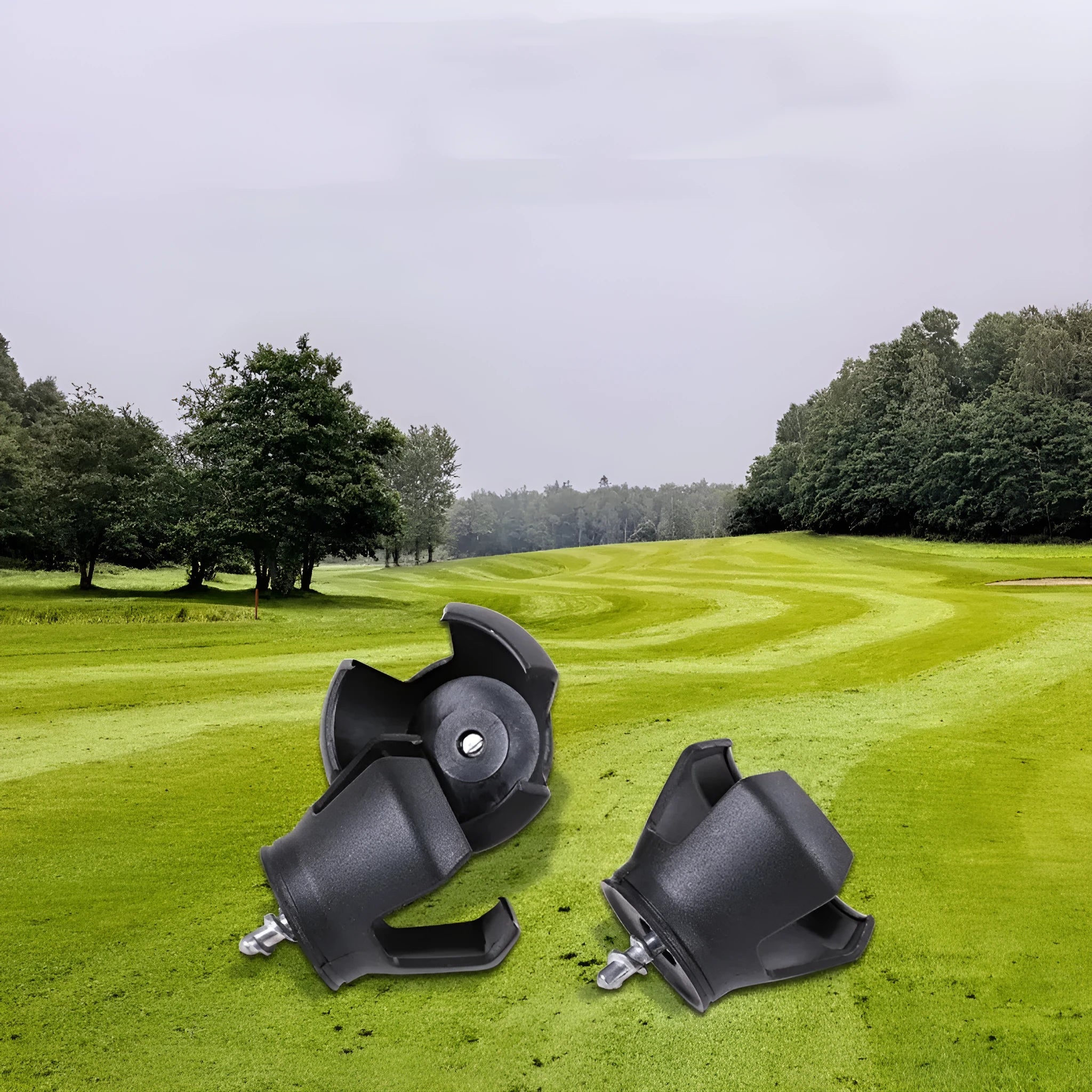 Black golf ball picking device with clip, 60g, on a putter