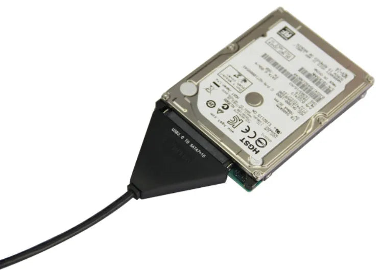 Black USB 3.0 to SATA adapter cable for connecting 2.5-inch and 3.5-inch hard drives to computers