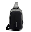 Oxford waterproof chest bag with zipper opening and internal phone pocket in dark blue colour