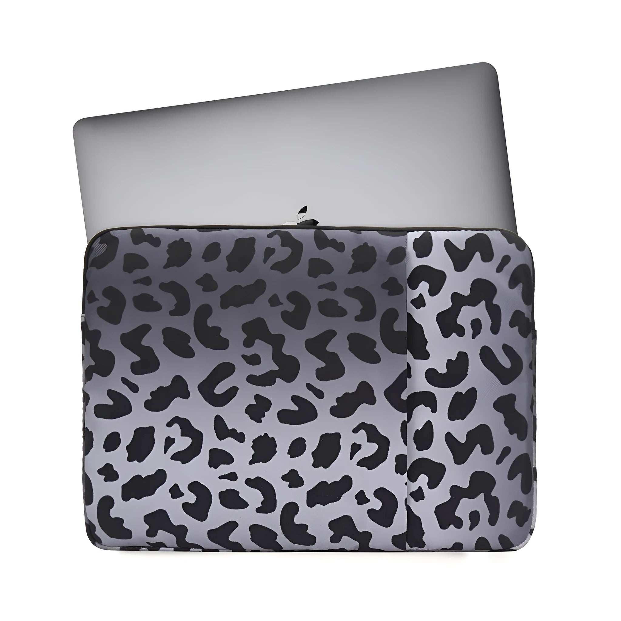 Leopard print laptop sleeve for 13-inch to 16-inch computers with waterproof anti-shock protection
