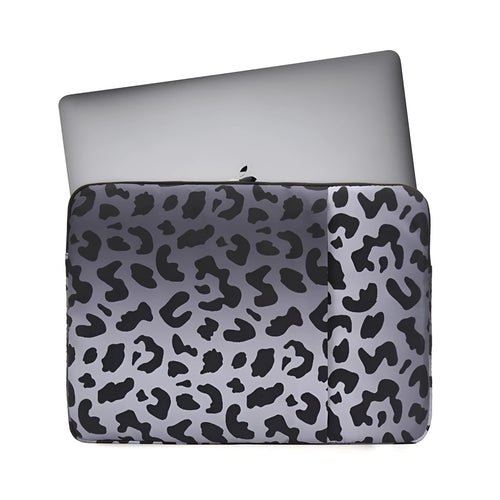 Leopard print laptop sleeve for 13-inch to 16-inch computers with waterproof anti-shock protection
