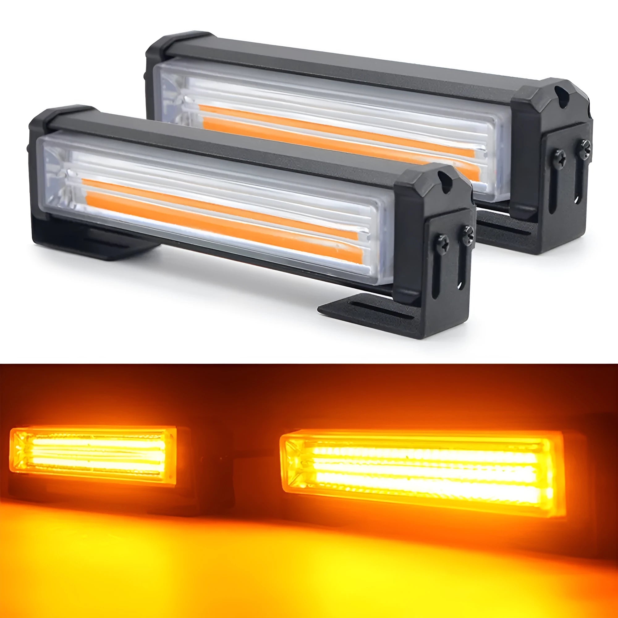 Yellow 9W COB LED strobe warning light with aluminium alloy housing for 12-24V vehicle systems