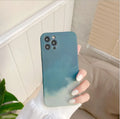 Soft silicone iPhone case with abstract gradient geometric oil painting design in blue green pink purple colours