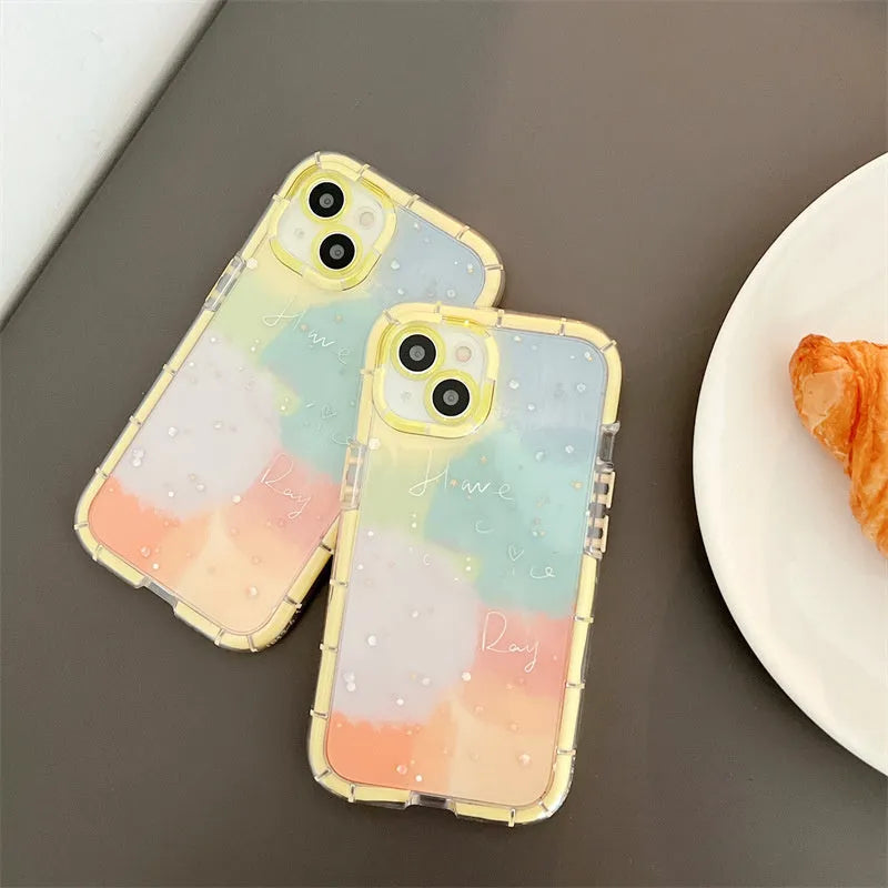 Minimalist contrast colour TPU silicone phone case with yellow edge for iPhone 14 Plus