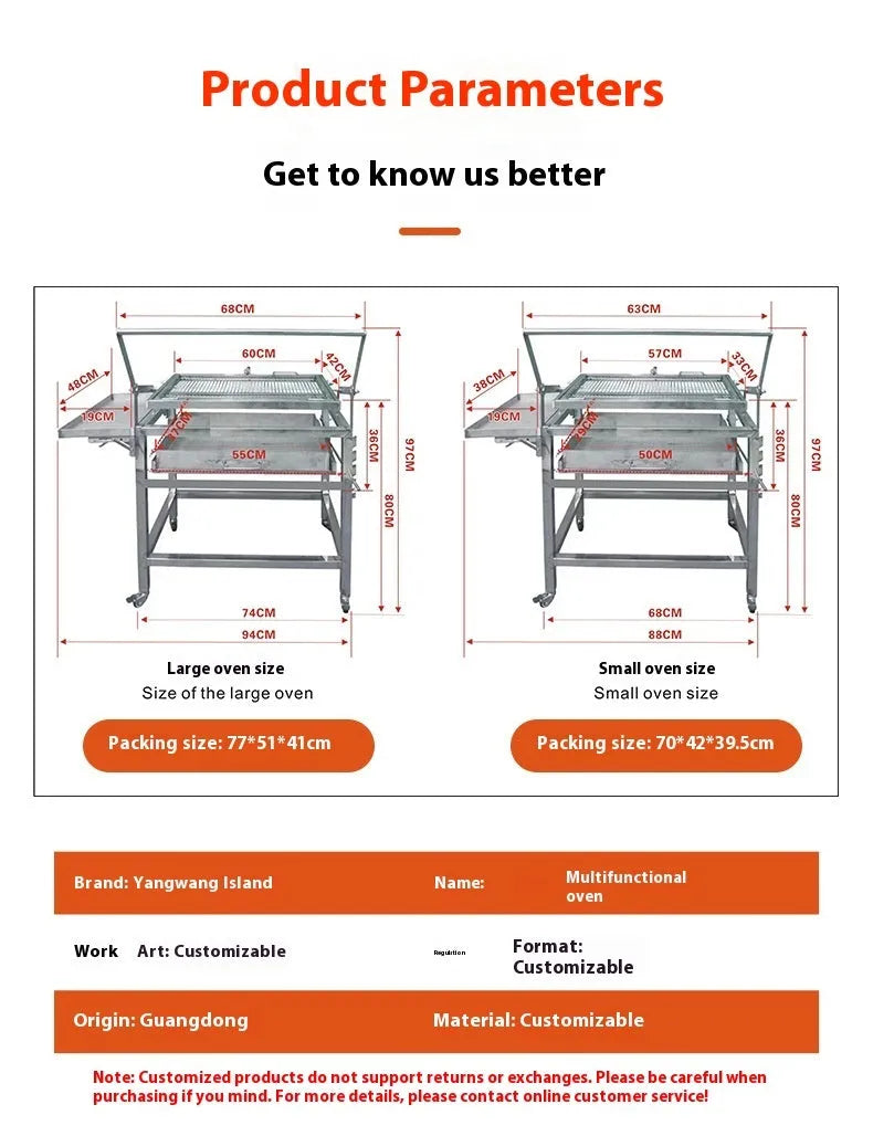 Foldable large charcoal barbecue grill shown in a garden setting