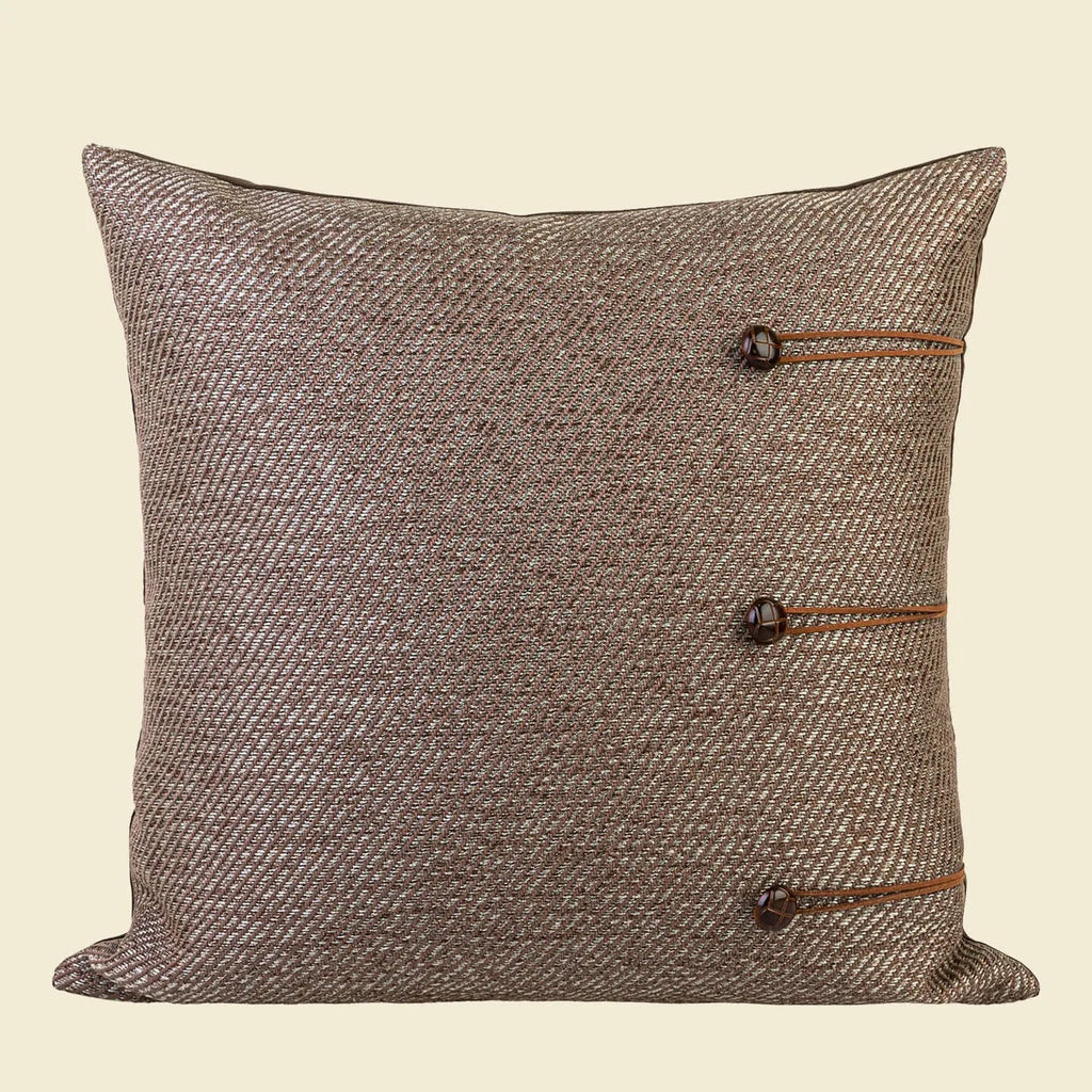Chinese ancient style 45cm square cushion with feather velvet filler in brown colour options