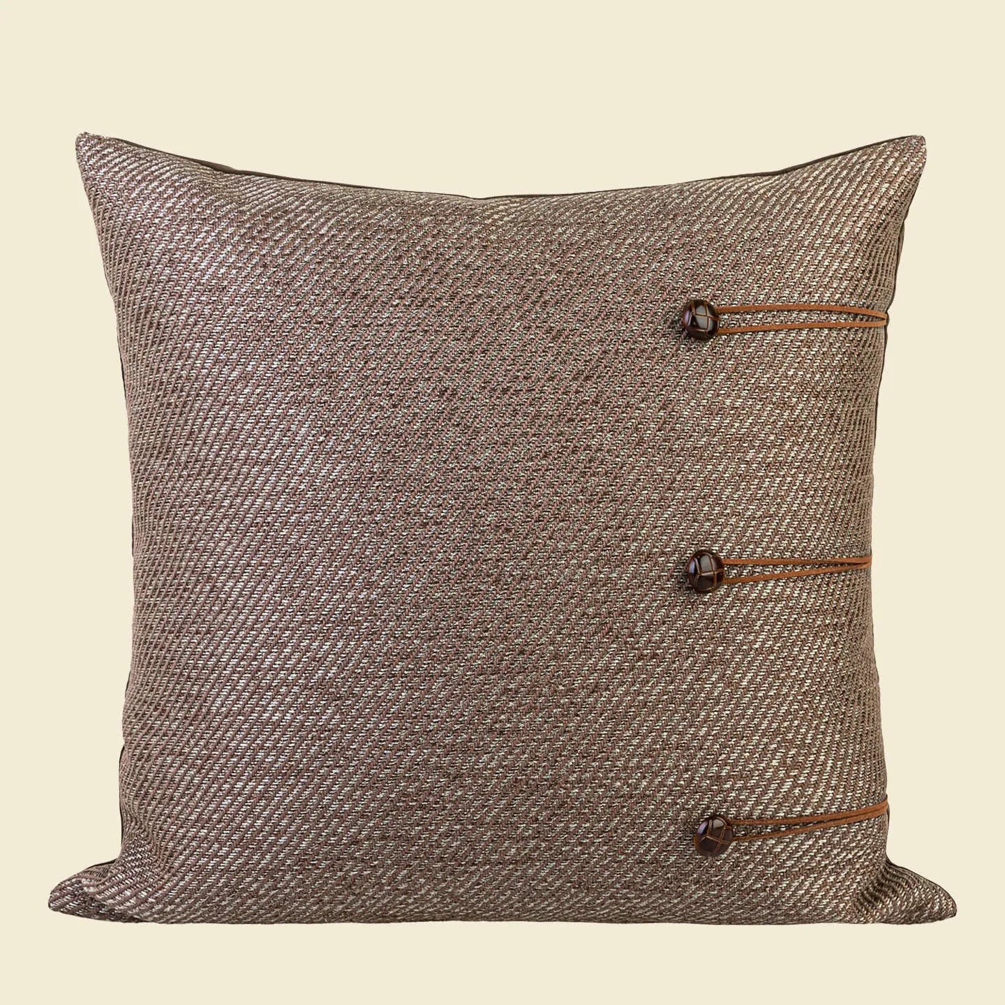 Chinese ancient style 45cm square cushion with feather velvet filler in brown colour options