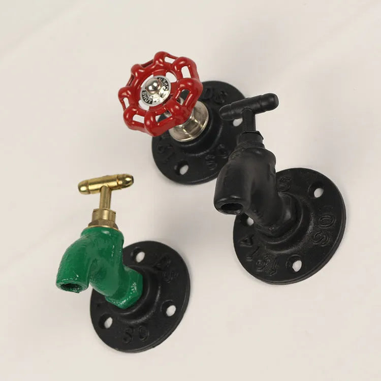 Water pipe style metal towel rack wall hook in black, green or red colour with polished finish