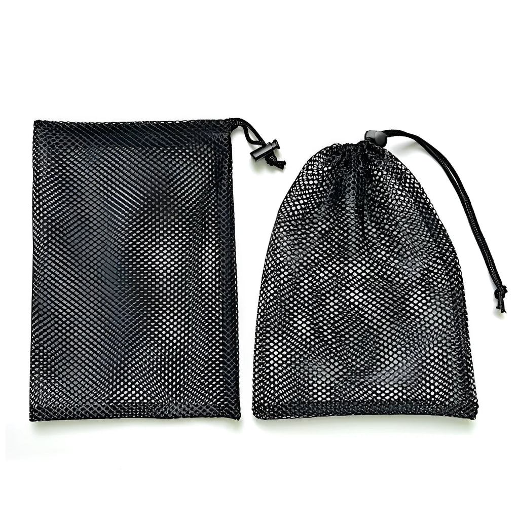 Black mesh drawstring storage bag for children's water ball toys in three size options