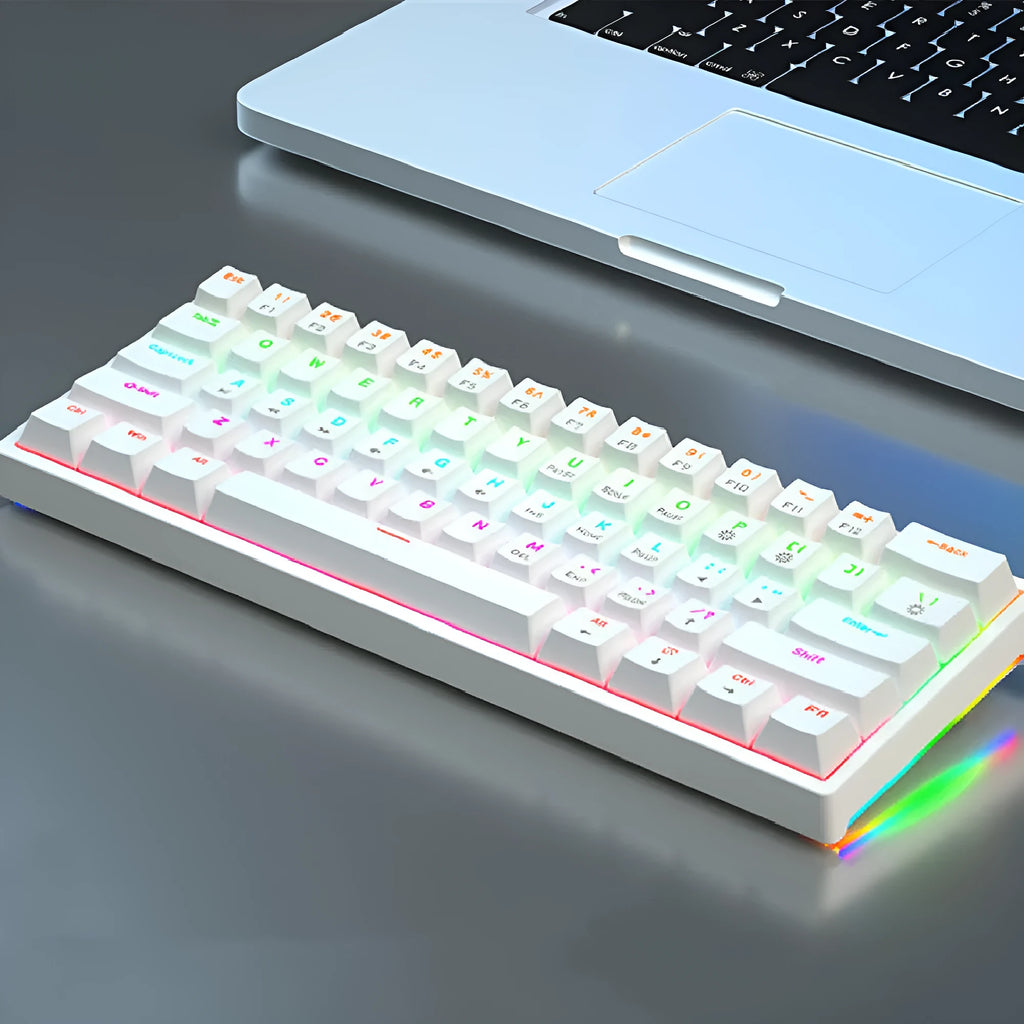 61-key compact mechanical keyboard with wired hot-plug design in multiple colour options