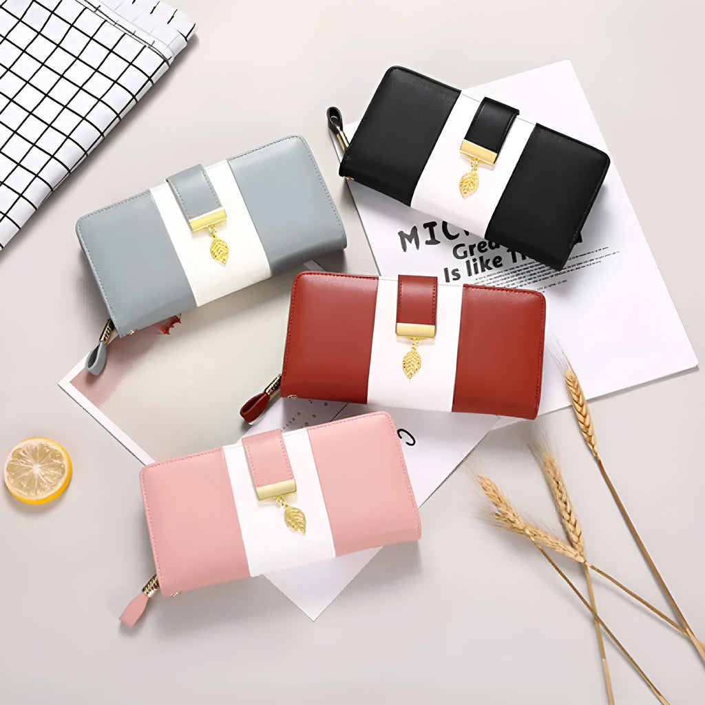 Anti-theft PU leather clutch handbag with lock opening in midnight black colour