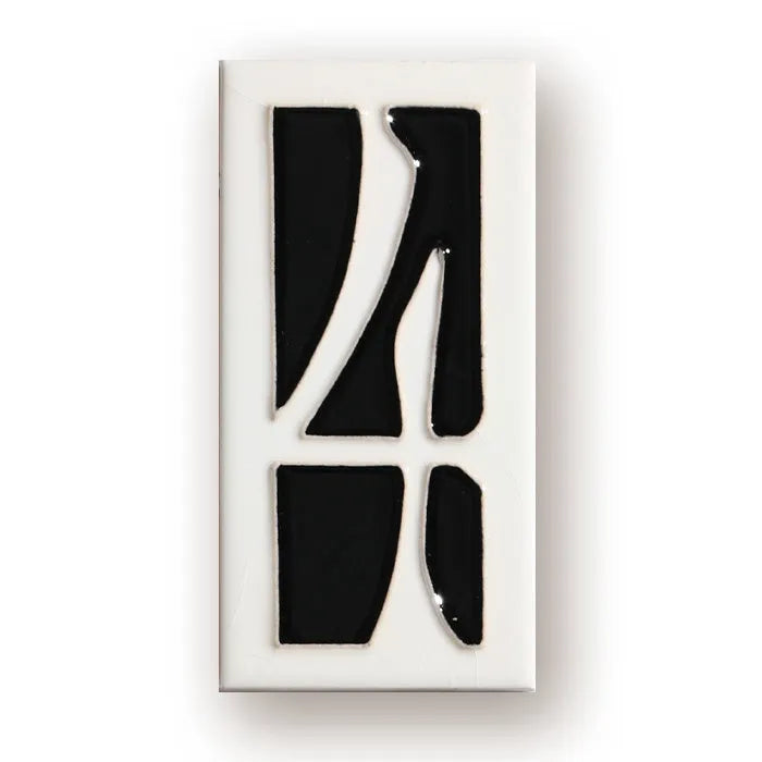 Handmade ceramic enamel door plate with retro style numbers measuring 76mm by 152mm