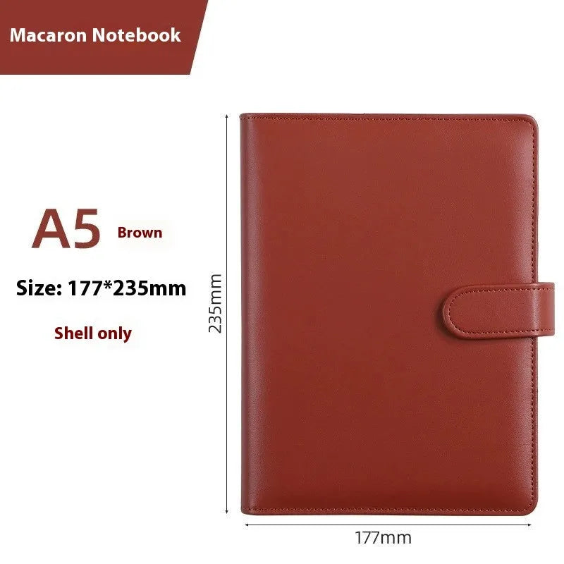 A5 PU leather notebook shell with zipper closure in a solid colour, shown closed.