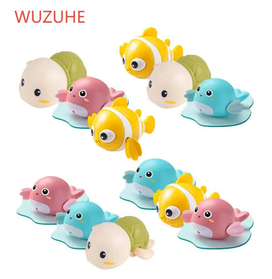 Colourful plastic swimming toys set for kids floating in pool water