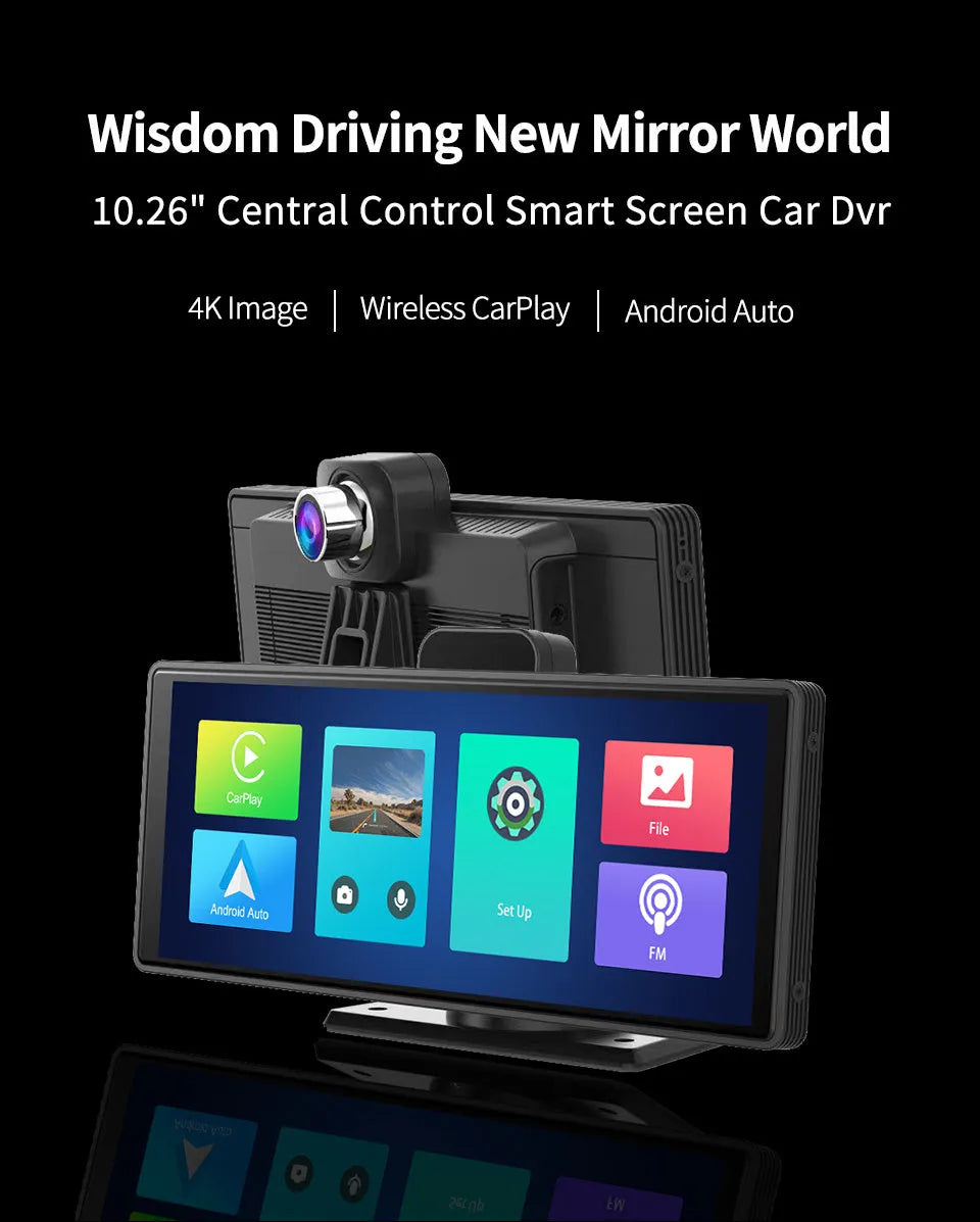 12-inch touchscreen car DVR with front and rear cameras for vehicle recording