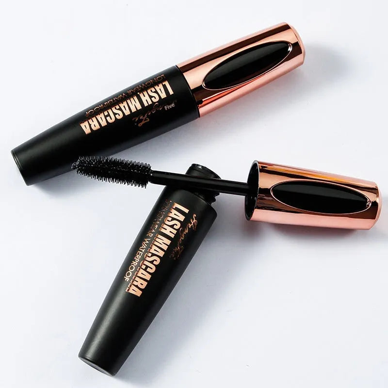 Black waterproof mascara tube that creates thick, long, curling lashes without smudging