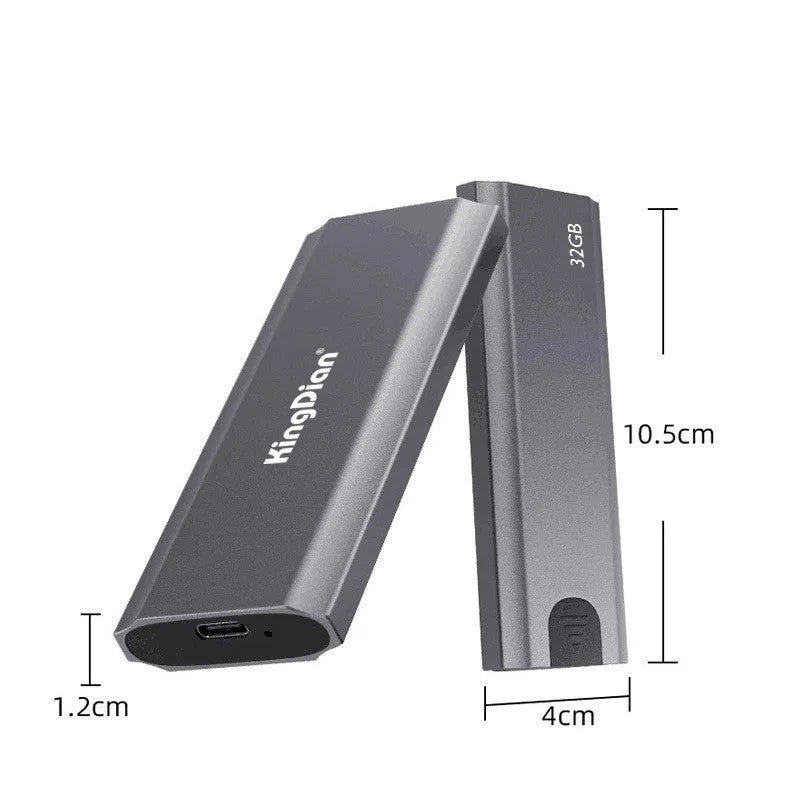 Grey USB3.0 mobile SSD for direct phone connection with capacity options from 120GB to 1TB