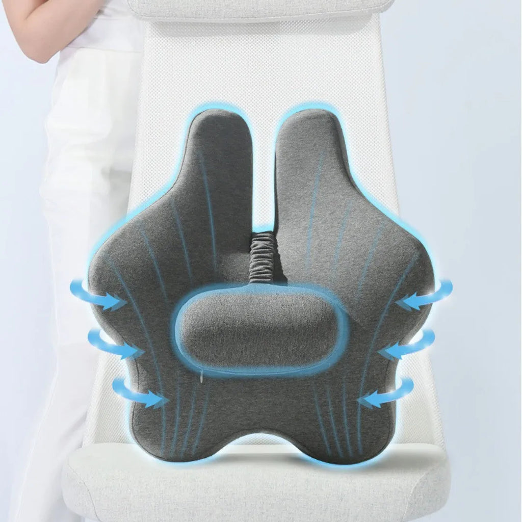 Adjustable memory foam car cushion waist support 50x47x9cm in solid colour black, dark gray, light gray, or pink