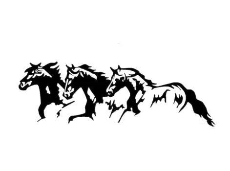 Three Horses 25cm by 8cm vinyl car decal showing steed design in four colour options