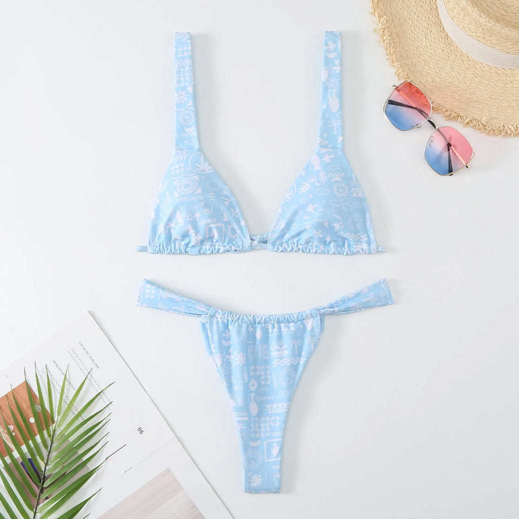 Women's floral print bikini swimsuit in polyester fabric available in multiple colours