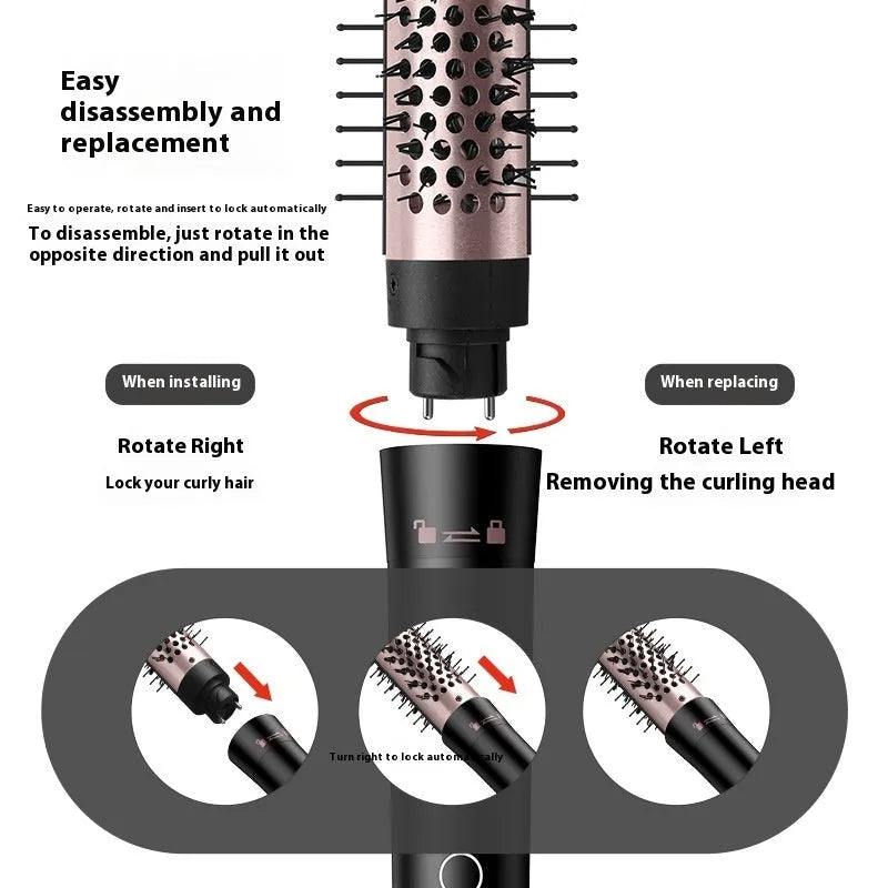 Automatic large wave hair curler in rose gold or black colour with power cord and three headbands.