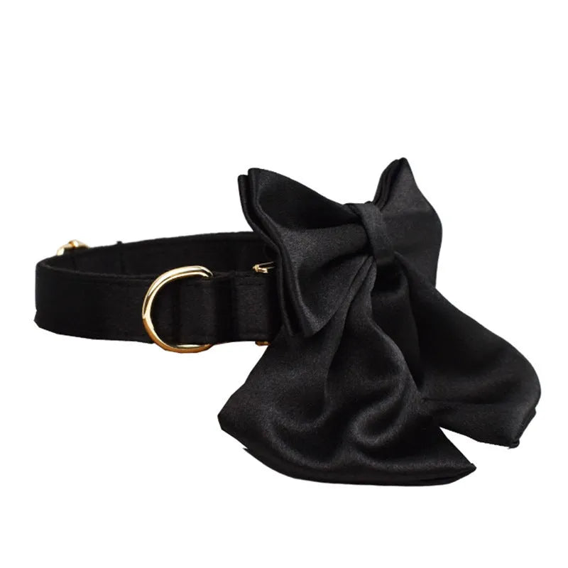 Cloth dog collar leash set with bow and vest in multiple colours and sizes S M L XL